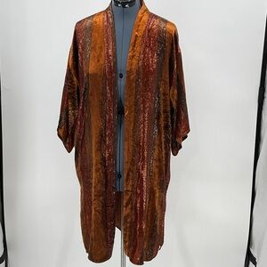 Anthropologie Terracotta and Chocolate Kimono WOMENS M/L